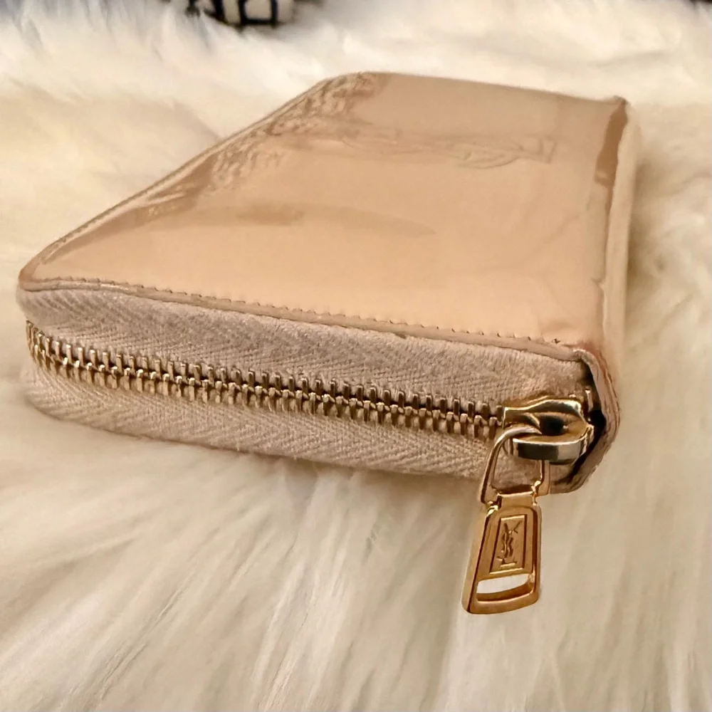 YSL Beige Patent Leather Continental Zip Around Wallet - Picture 11 of 15